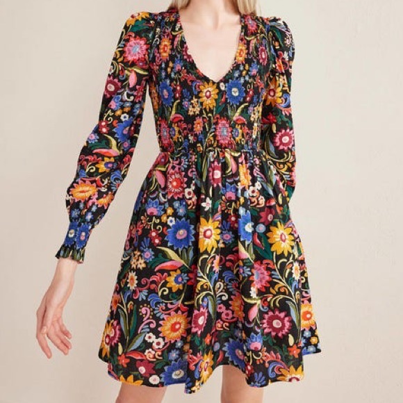 NWT! ✨ Boden Smocked Bodice Mini Dress Sz 10L - Picture 6 of 8